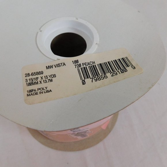 Peach MW Vista Lion Ribbon Sheer Wired 3-15/16" x 15 Yards NOS Polyester Easter - Picture 5 of 8